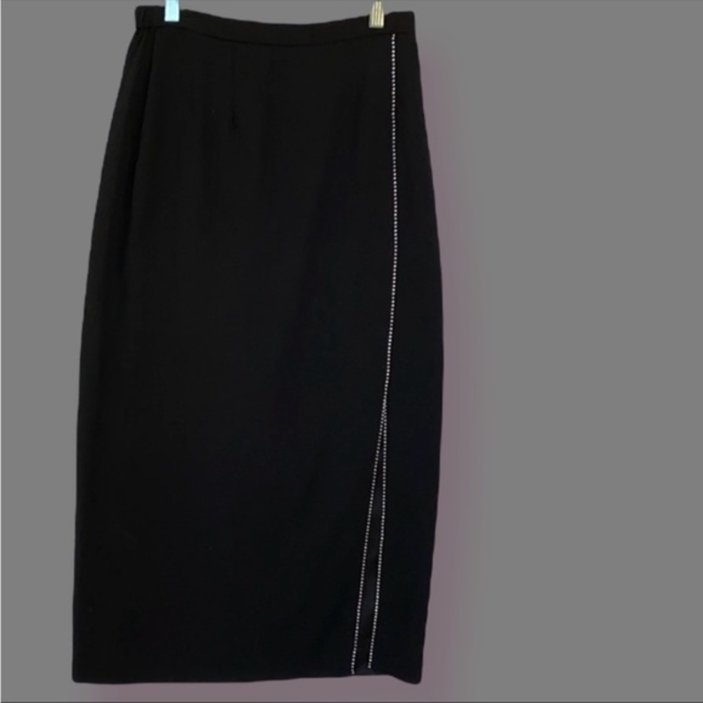 Vintage Jeffrey Ray International Rhinestone Trim Midi Skirt USA